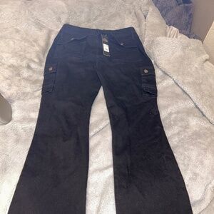 mid-rise cargo flare  jeans
